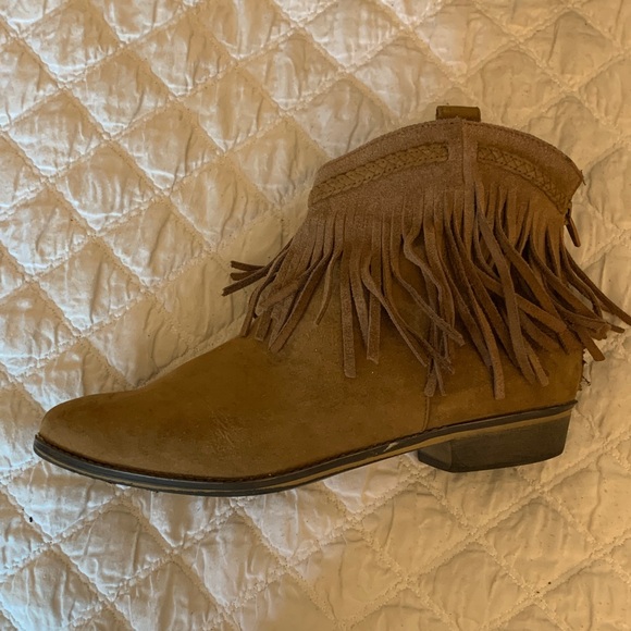 Brown Fringe Ankle Boots - Picture 2 of 6